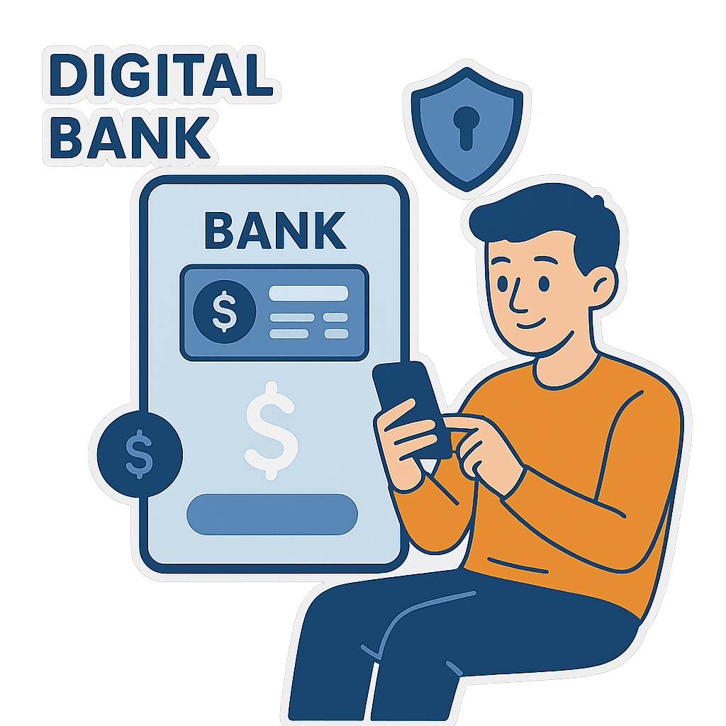 Ilustração de banco digital